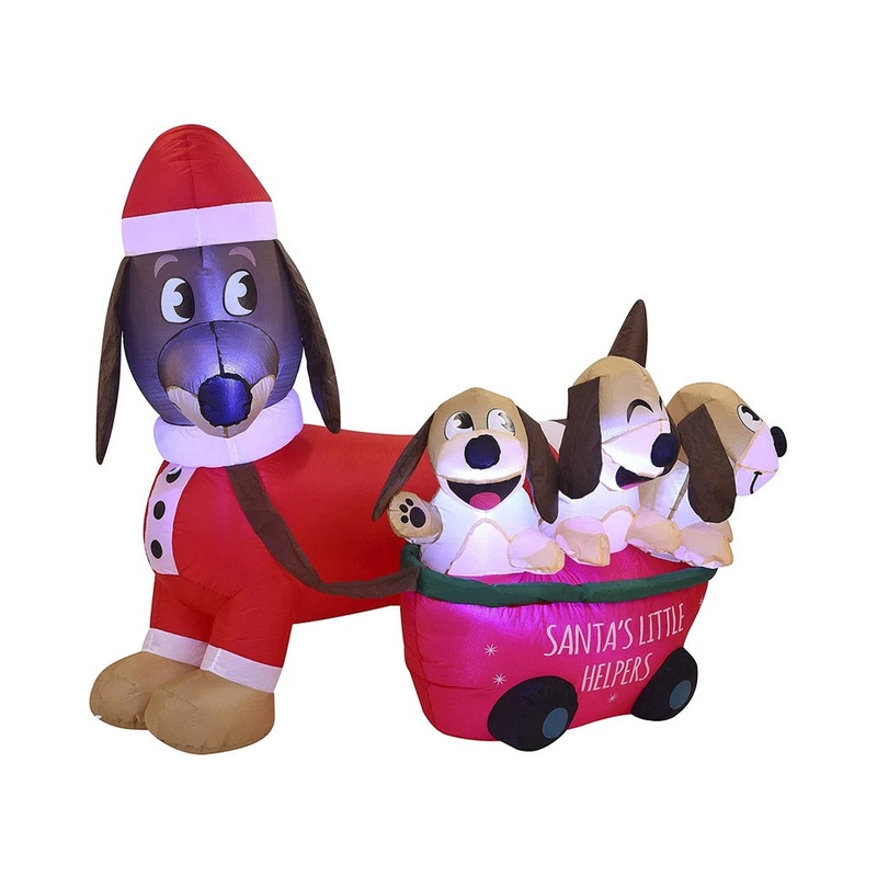 Santas Little Helper Puppies Christmas Lawn Inflatable 1.5m (US PLUG)