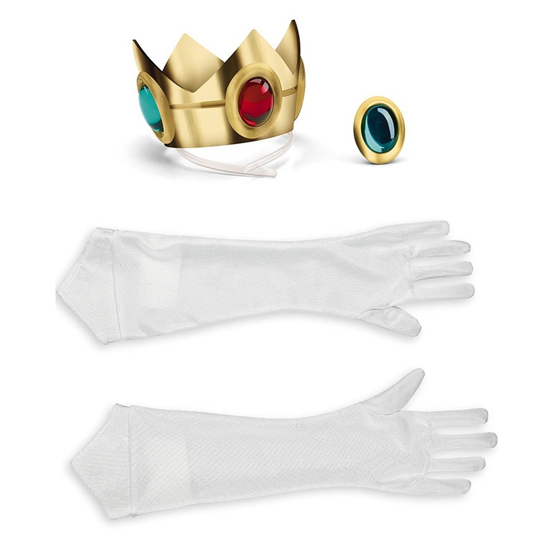 Super Mario Brothers Princess Peach Adult Crown Gloves and Amulet Kit