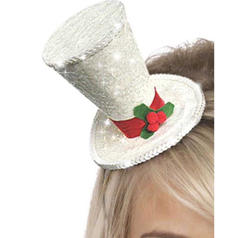 White Christmas Top Hat Headband