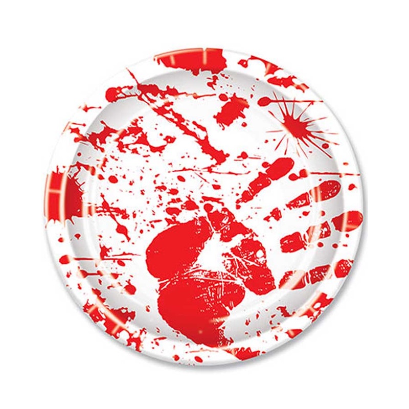 Bloody Hand Prints 22cm Plates Pack of 8