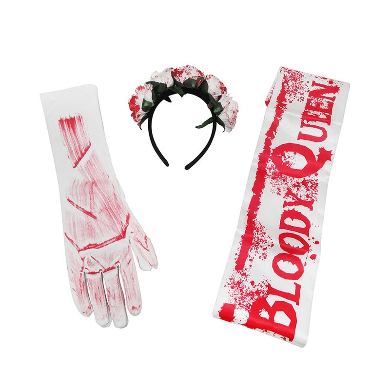 Bloody Queen Ladies Headband Gloves and Sash Set