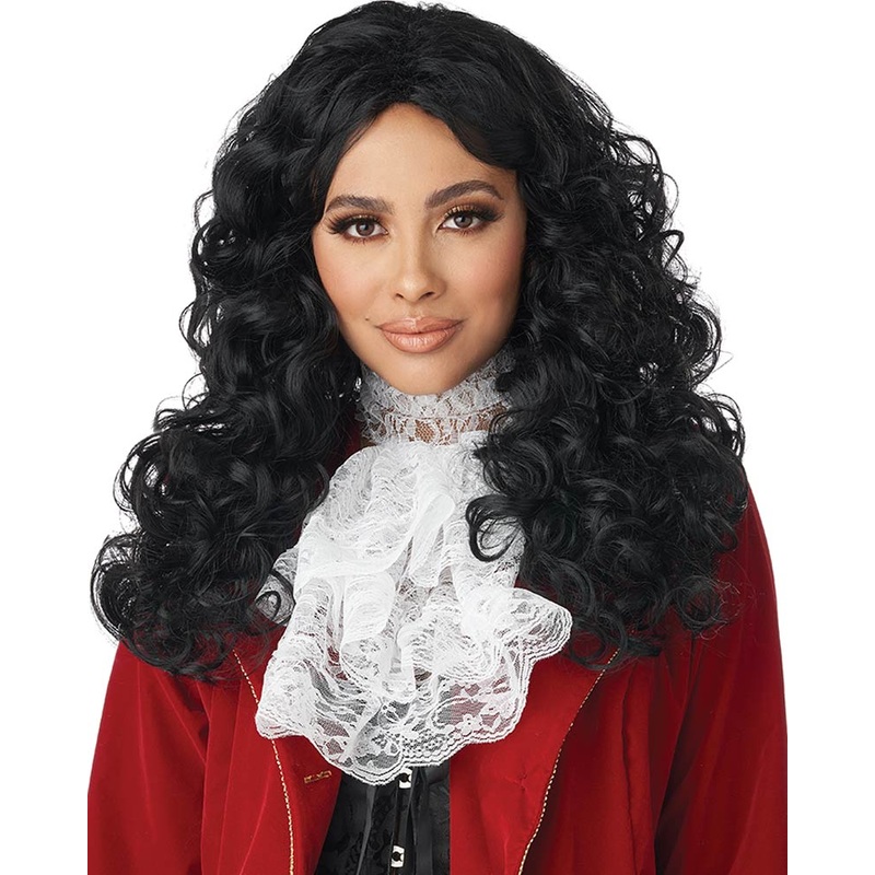 Captain Hook Long Curly Black Wig