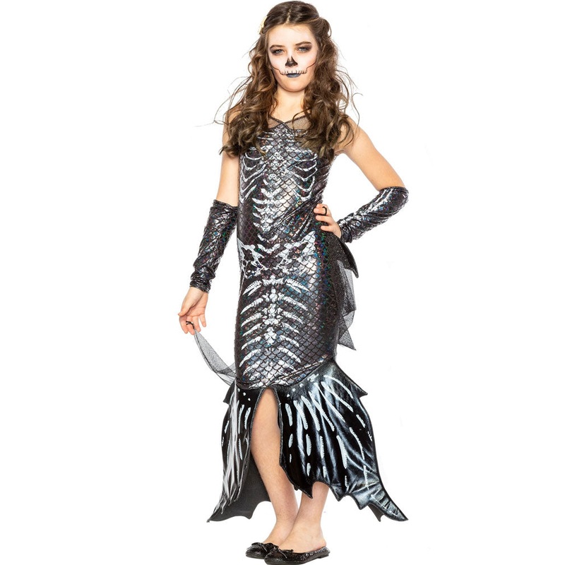 Dark Skeleton Mermaid Deluxe Girls Costume