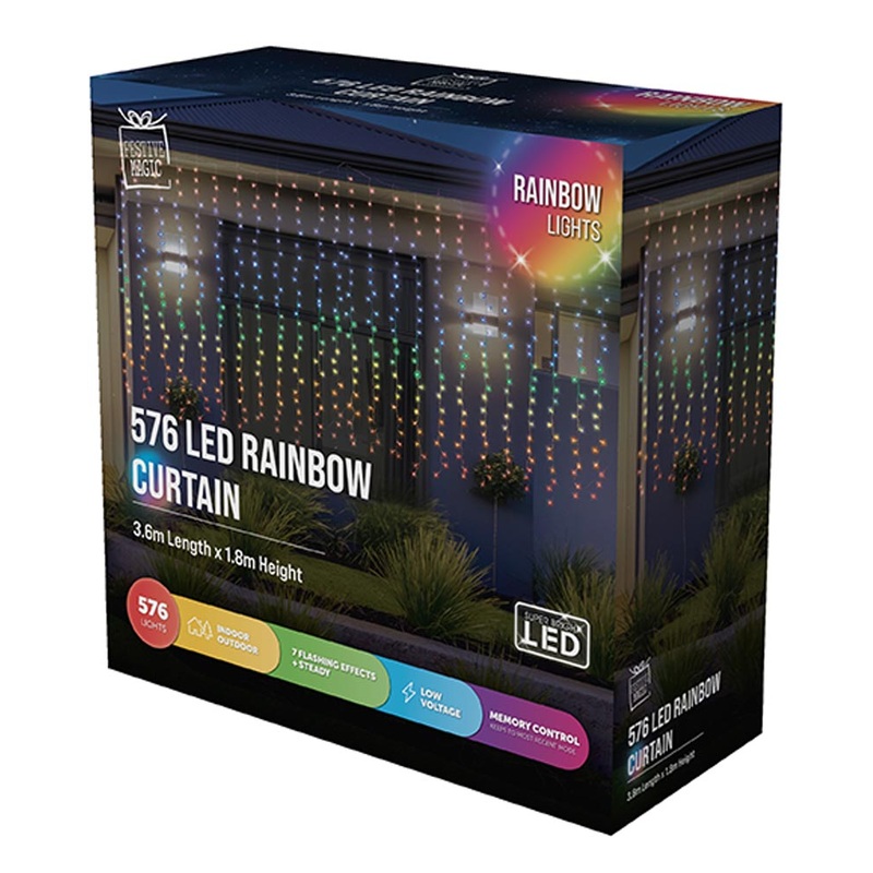 Rainbow LED Flashing Curtain 3.6m