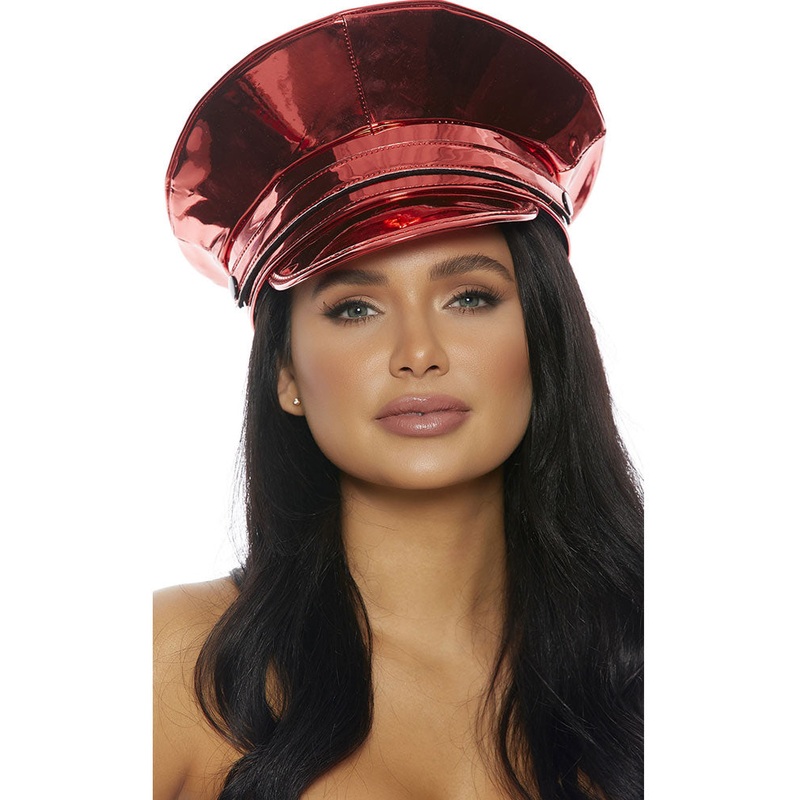 Red Metallic Cop Hat