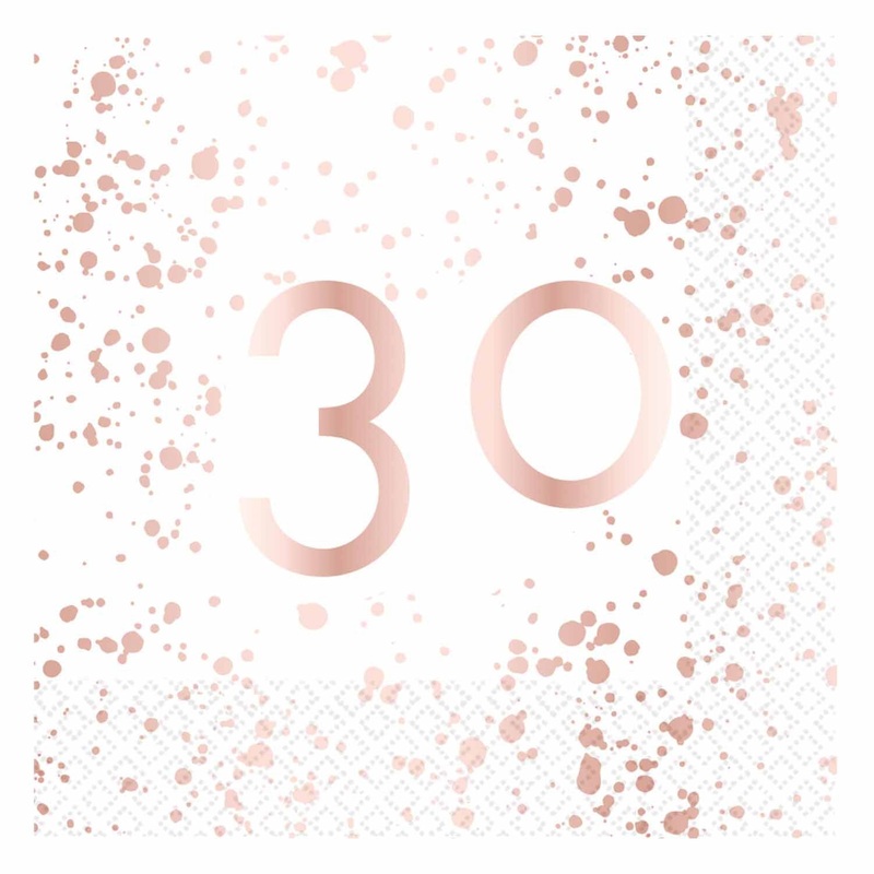 Rose Gold 30 Lunch Napkins Pack of 16