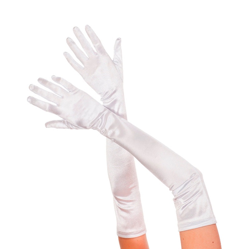 White Elbow Length Gloves