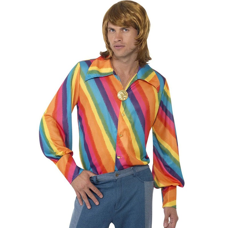 1970s Rainbow Colour Mens Shirt