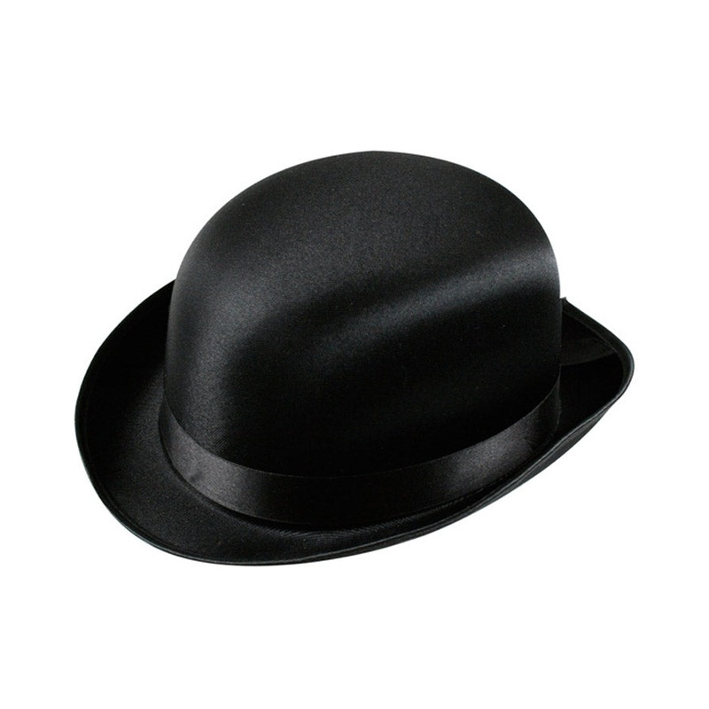 20s Black Satin Bowler Hat