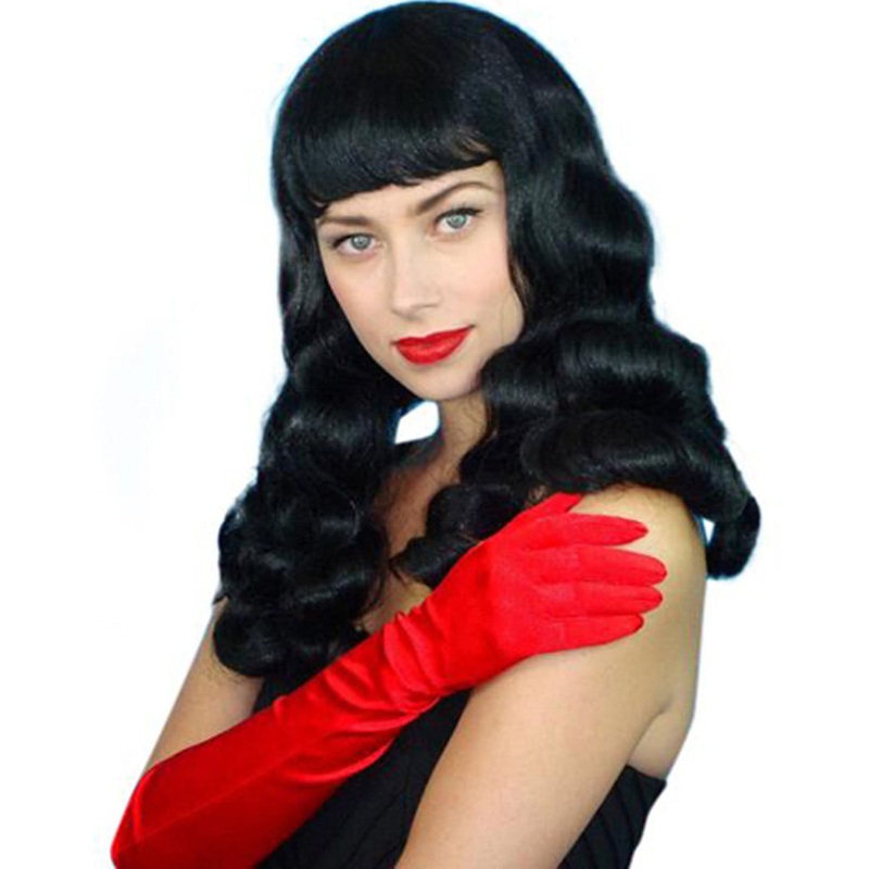40s Bettie Page Burlesque Black Wig