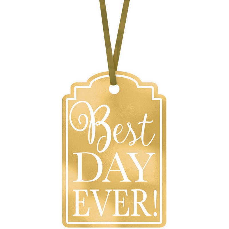 Best Day Ever Printed Tags – Gold Pack of 25