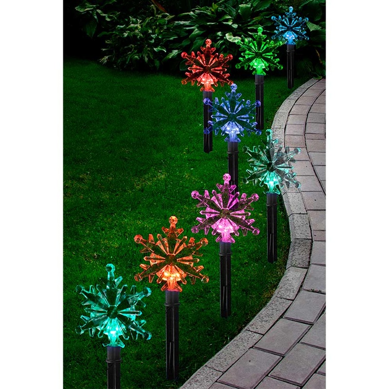 Christmas Solar Path Colour Change Snowflakes Pack of 8