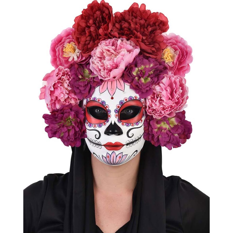 Floral Pink Day of the Dead Deluxe Mask