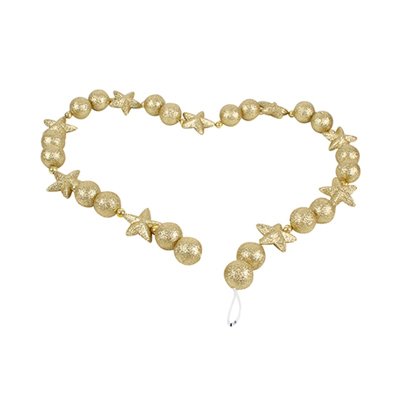 Gold Foam Bauble and Star Christmas Garland 1.5m