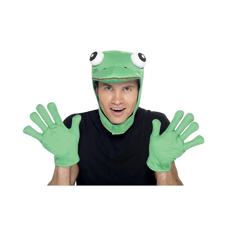 Green Frog Hood and Gloves Set