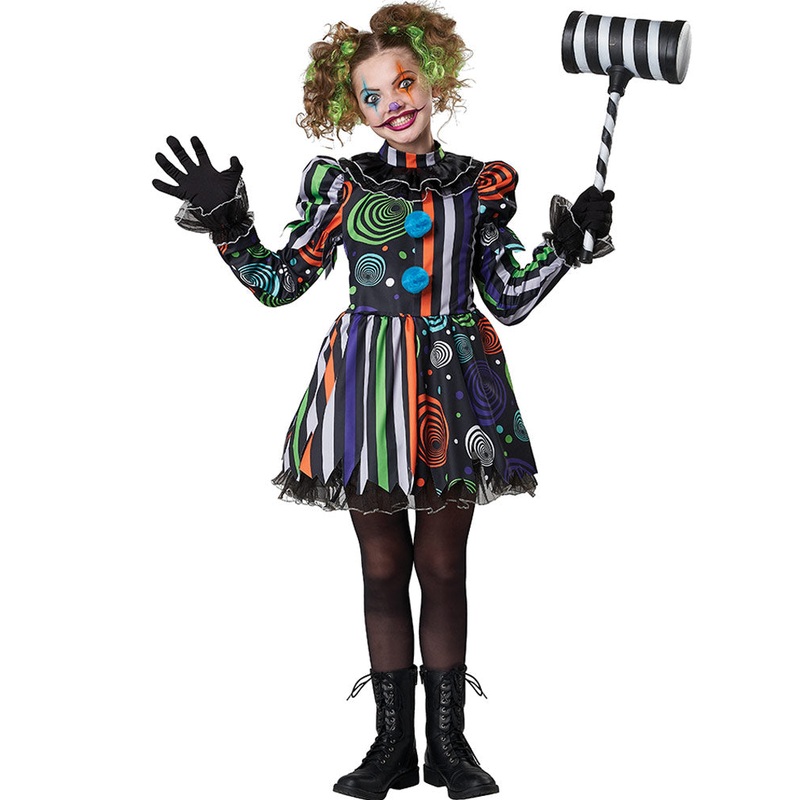 Neon Nightmare Clown Deluxe Girls Costume