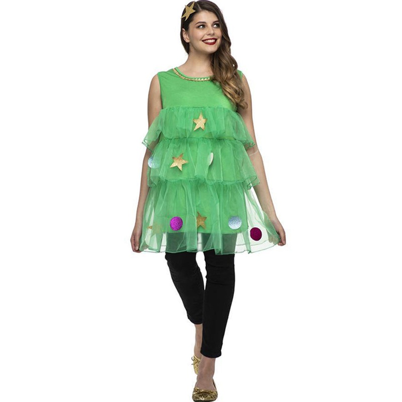 Pretty Christmas Tree Tunic Womens Costume