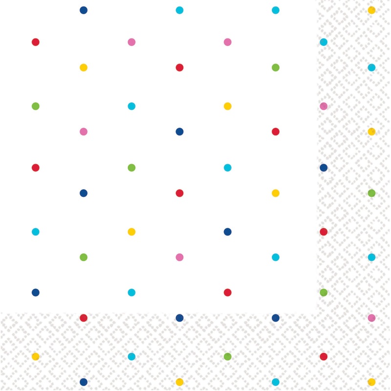 Rainbow Dots 2ply Beverage Napkins Pack of 16