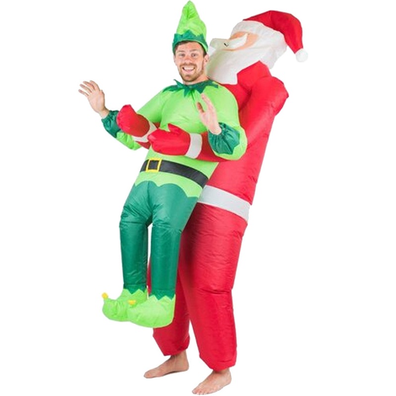Santa and Elf Lift You Up Inflatable Adult Christmas Costume