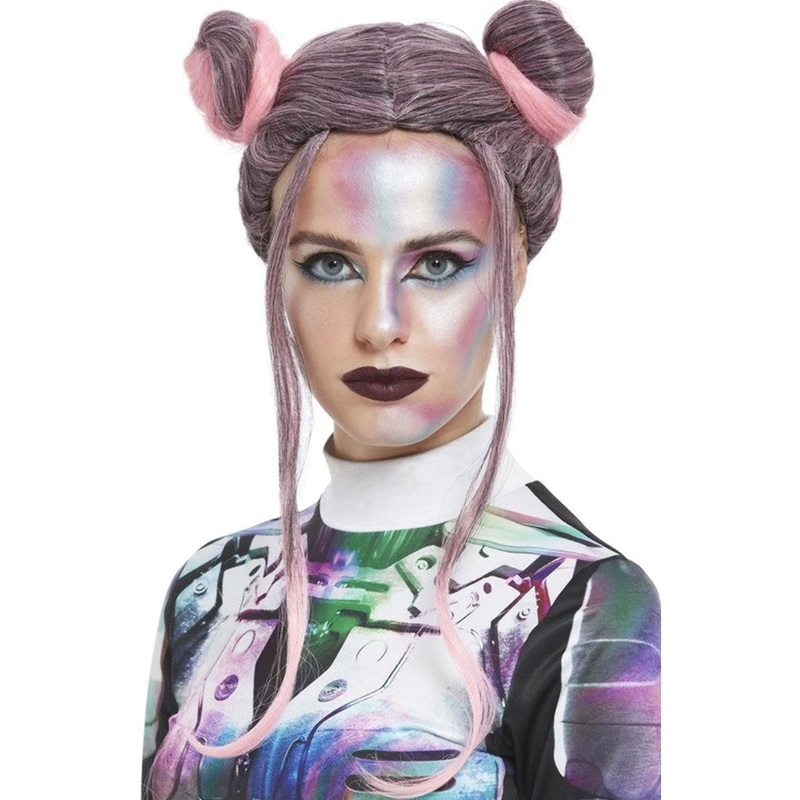 Space Buns Short Pink Wig