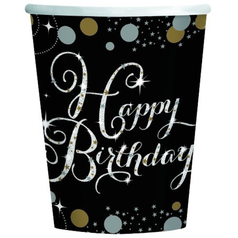 Sparkling Celebrations Happy Birthday 266ml Paper Cups Pack of 8