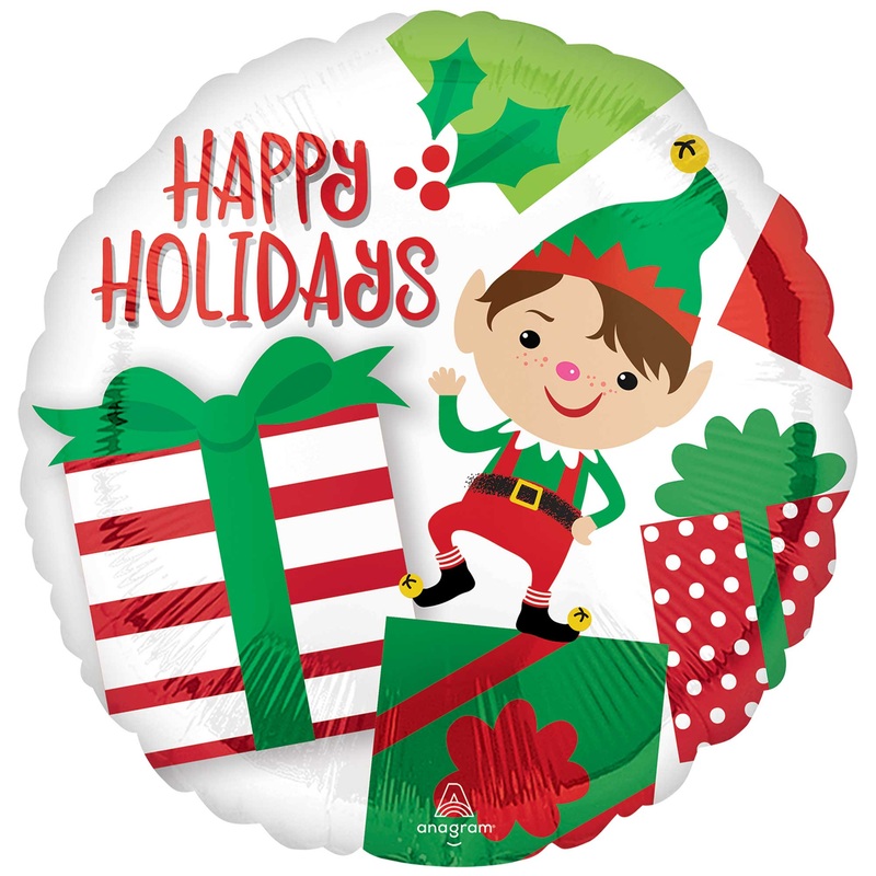 45cm Standard Happy Holidays Adorable Elf Balloon