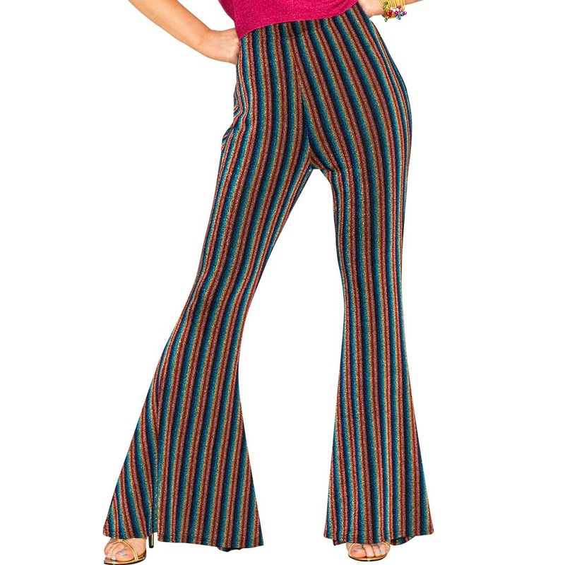 70s Rainbow Sparkle Disco Fever Womens Flares