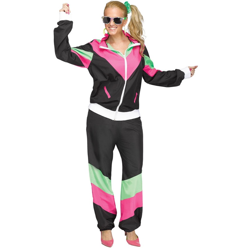 80s Black Tracksuit Womens Costume