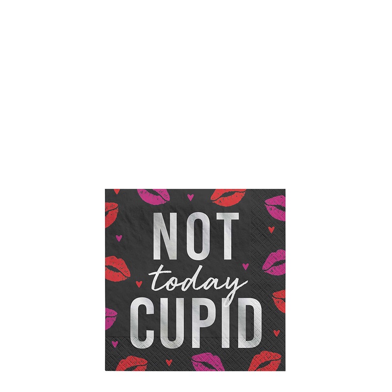 Anti Valentines Day Beverage Napkins NOT today CUPID Pack of 16