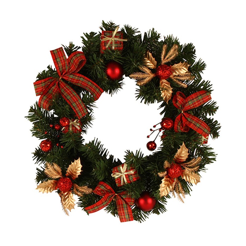 Christmas Red Foil Poinsettia Wreath 40cm