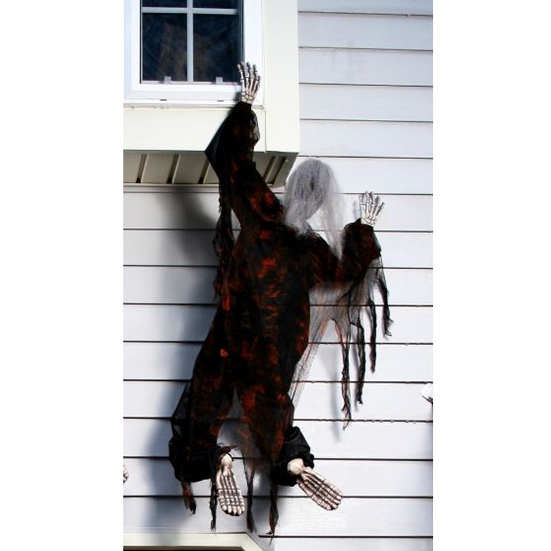 Climbing Dead Posable Black Gauze Zombie Skeleton 1.5m