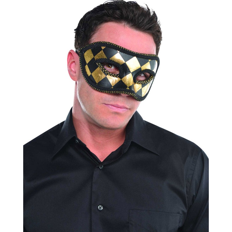 Harlequin Black and Gold Eye Mask