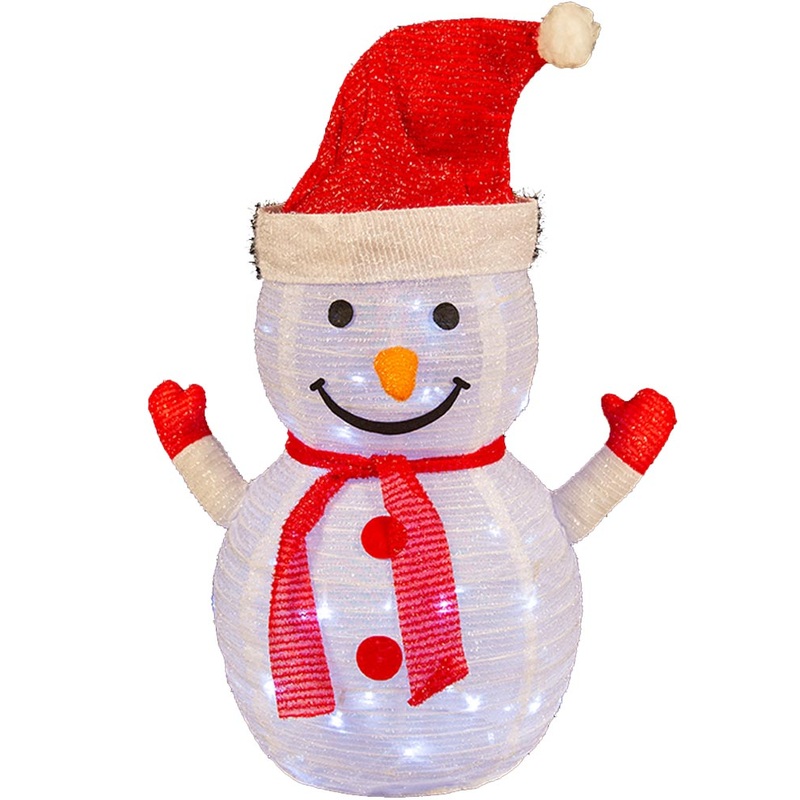 Mesh Tinsel Snowman Lawn Decoration with Christmas LEDs 70cm