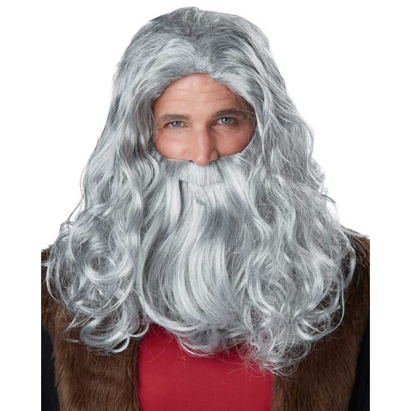Renaissance Man Long Grey Wig and Beard