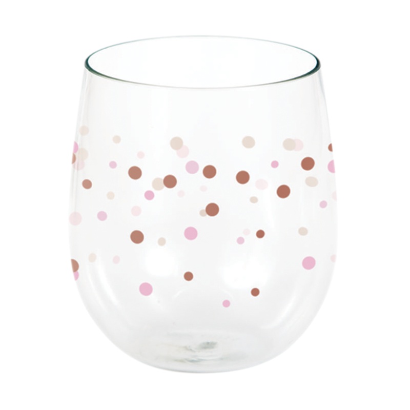 Rose All Day Stemless Wine Glass Dots Rose Gold 414ml