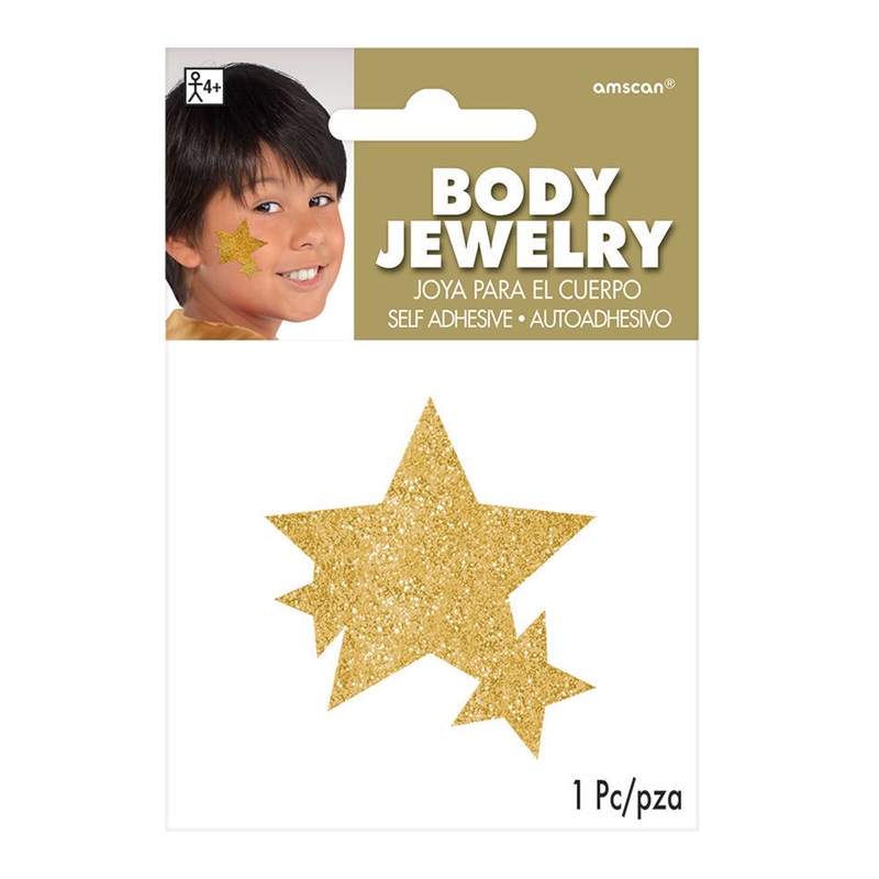 Team Spirit Glitter Star Body Jewelry Gold