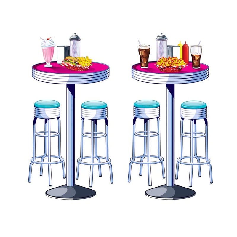 50s 2 Pack Soda Shop Tables and Stool Cutouts