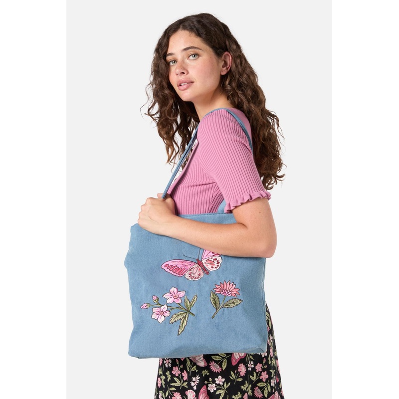 Butterfly Denim Tote