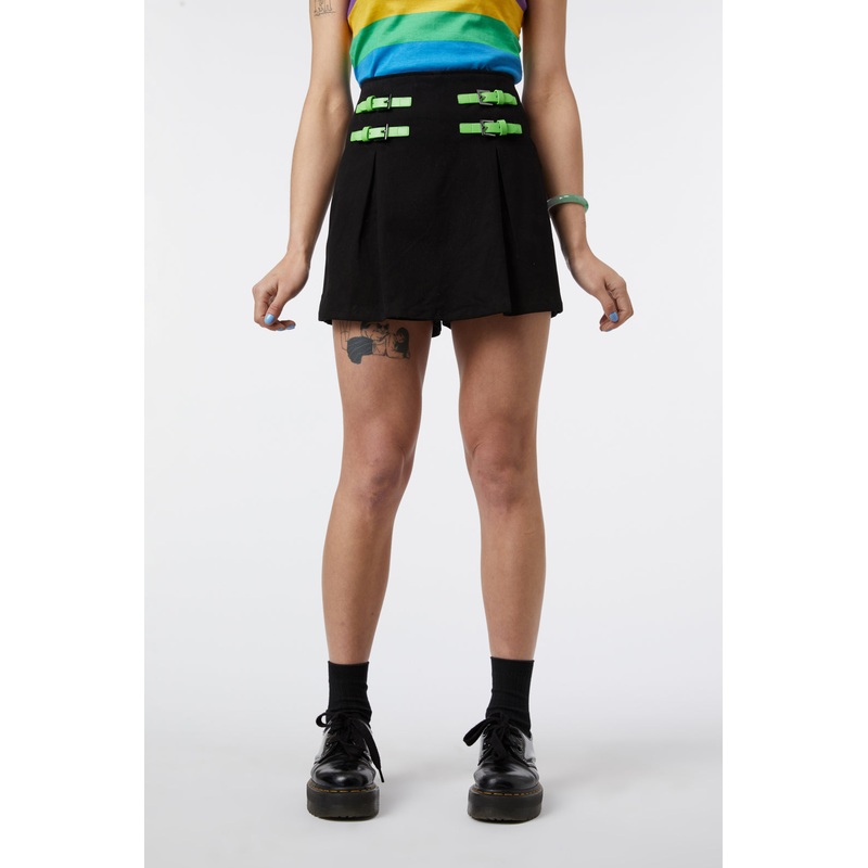 Contrast Green Buckle Skort