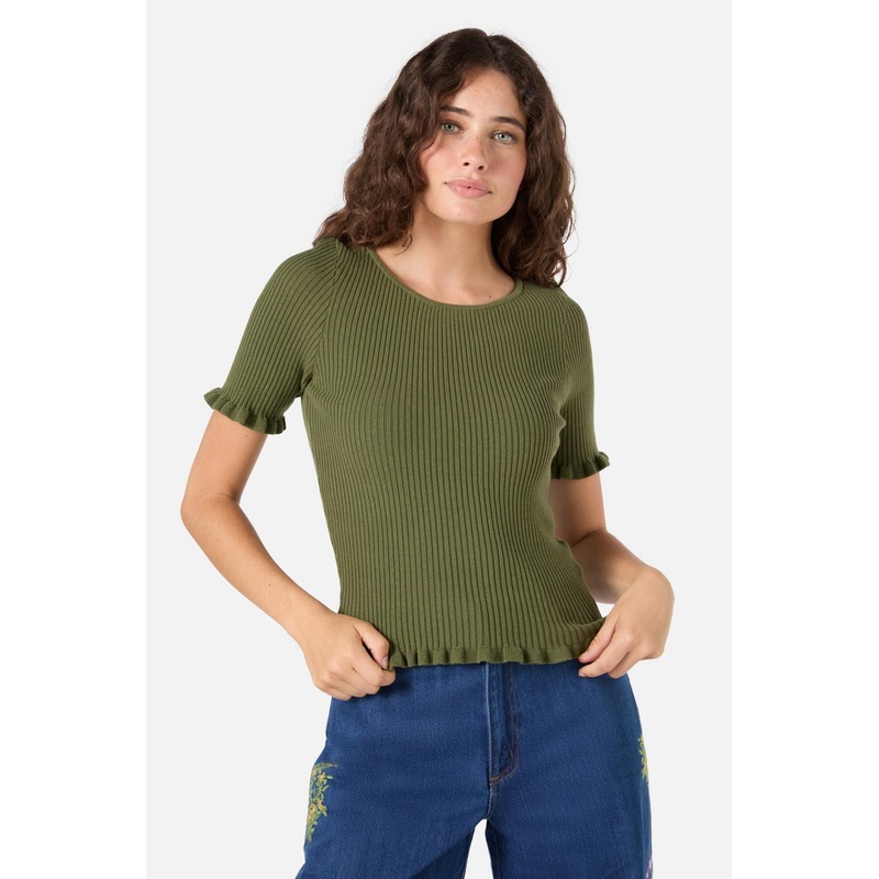 Maya Ruffle Rib Knit Top