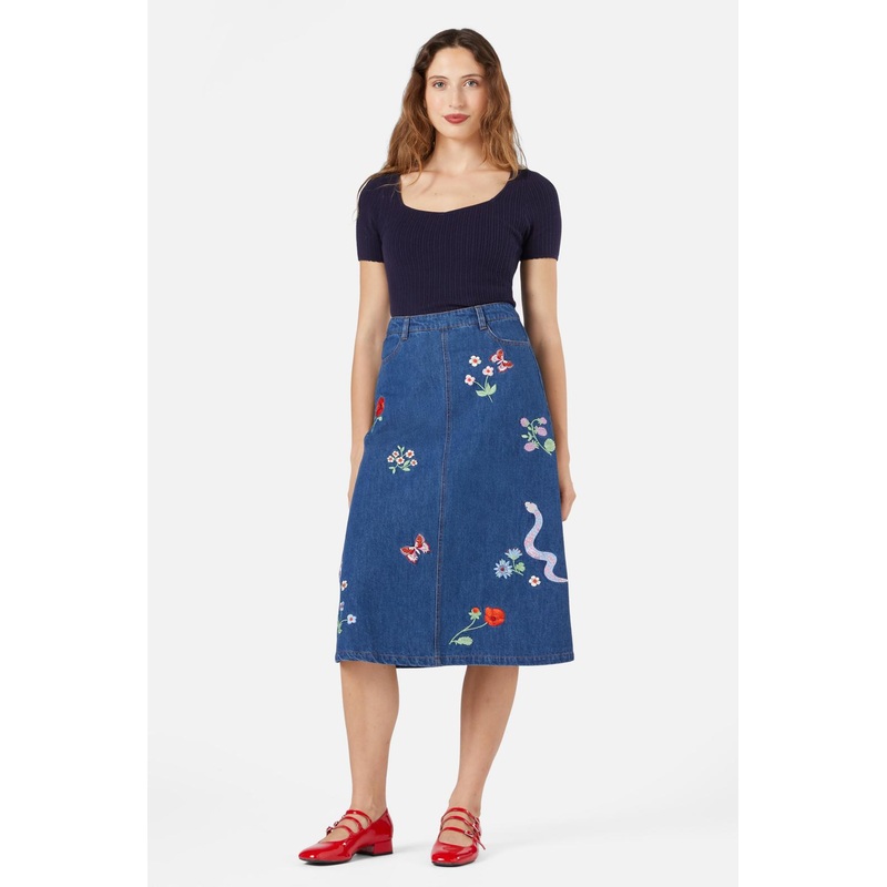 Snake Embroidered Skirt