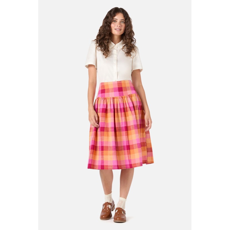 Maxine Check Midi Skirt