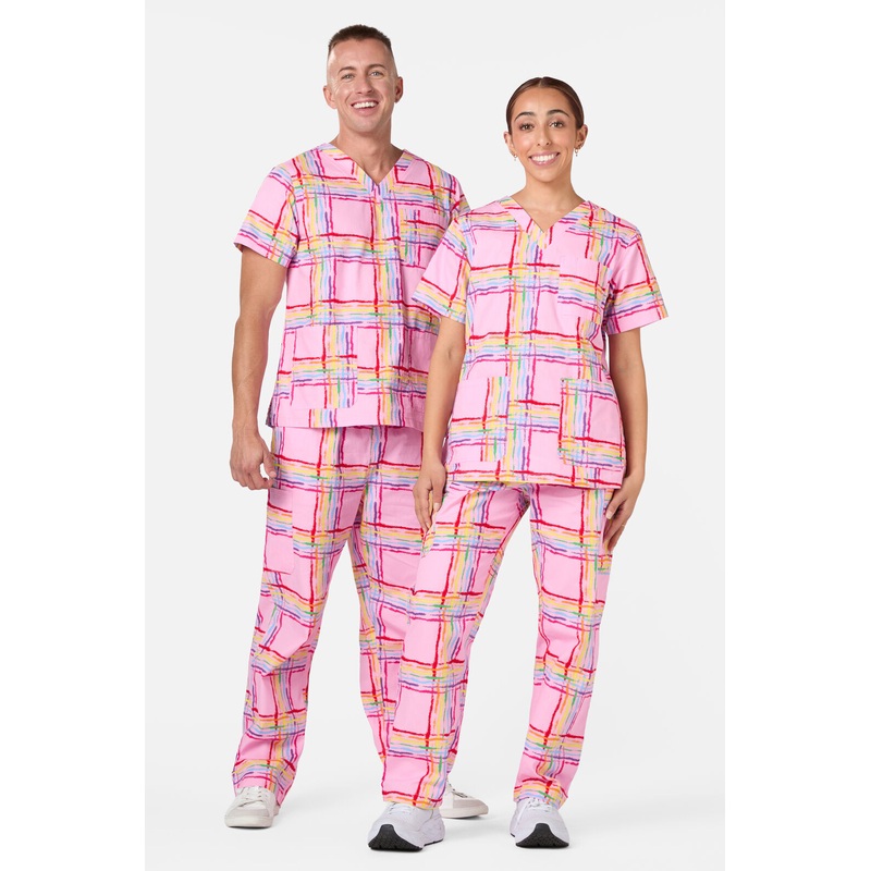 Pink Tartan Scrub Set