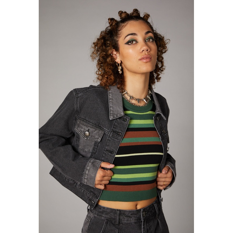 Washed Denim Goth Jacket