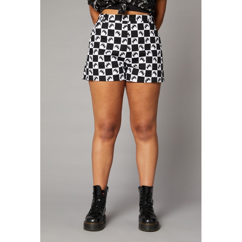 Bat Check Print Goth Short