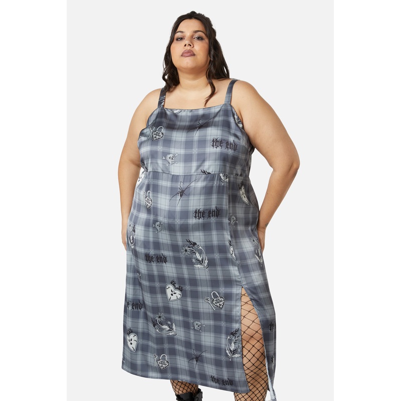 Curve Love Her Printed Satin Split Dress