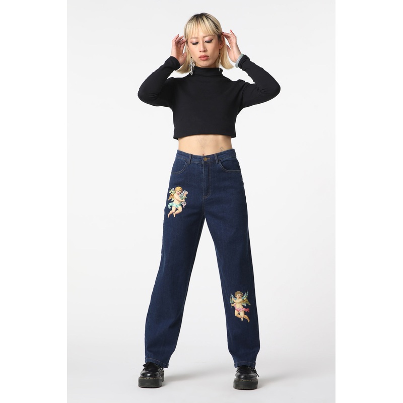 Denim Cherub Print Jean