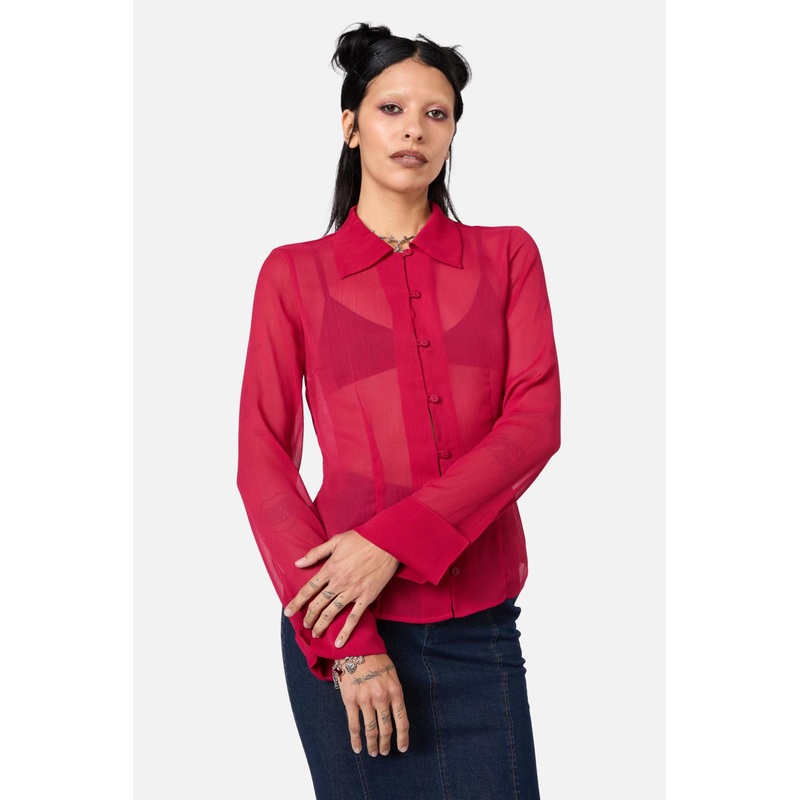 Myth Collared LS Blouse