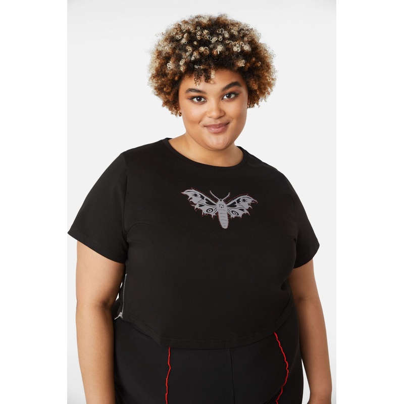Curve Diamante Butterfly Zipper Tee