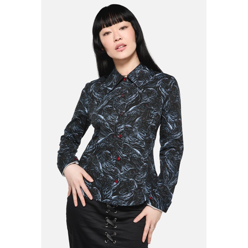 Murder Of Crows Long Sleeve Blouse